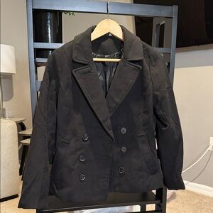 H&M Black Double-Breasted Pea Coat